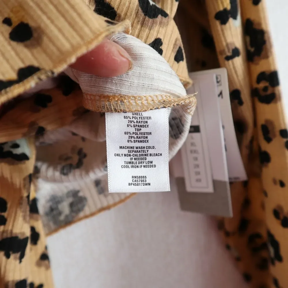 Nwt Nordstrom Bp. Cropped Rib Cardigan & Camisole leopard print - Picture 6 of 12